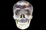 Realistic, Carved Chevron Amethyst Skull #150867-1